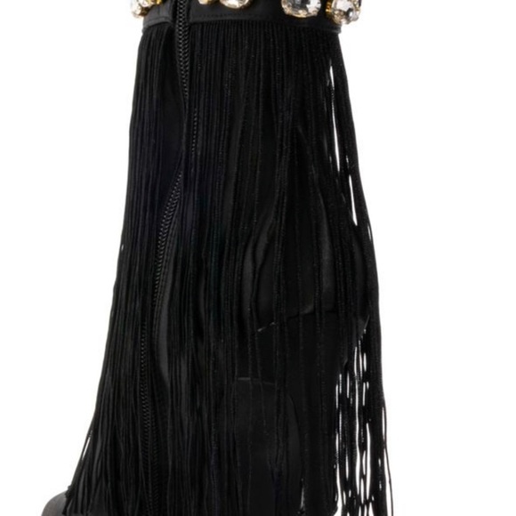 AZALEA WANG AVERI EMBELLISHED FRINGE BOOTIE IN BLACK - Picture 7 of 7